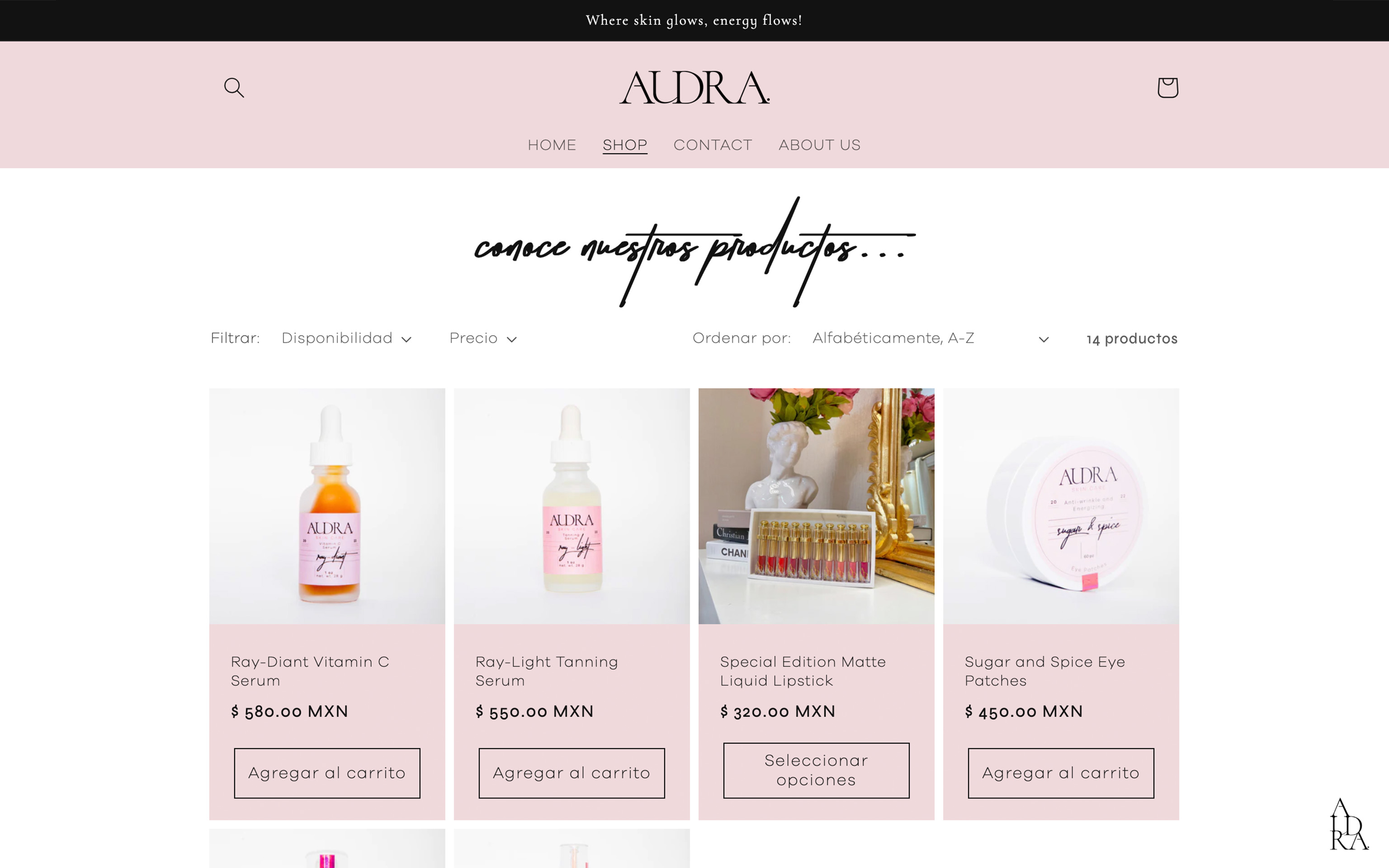Audra Skin Care Diseño Responsivo en Web