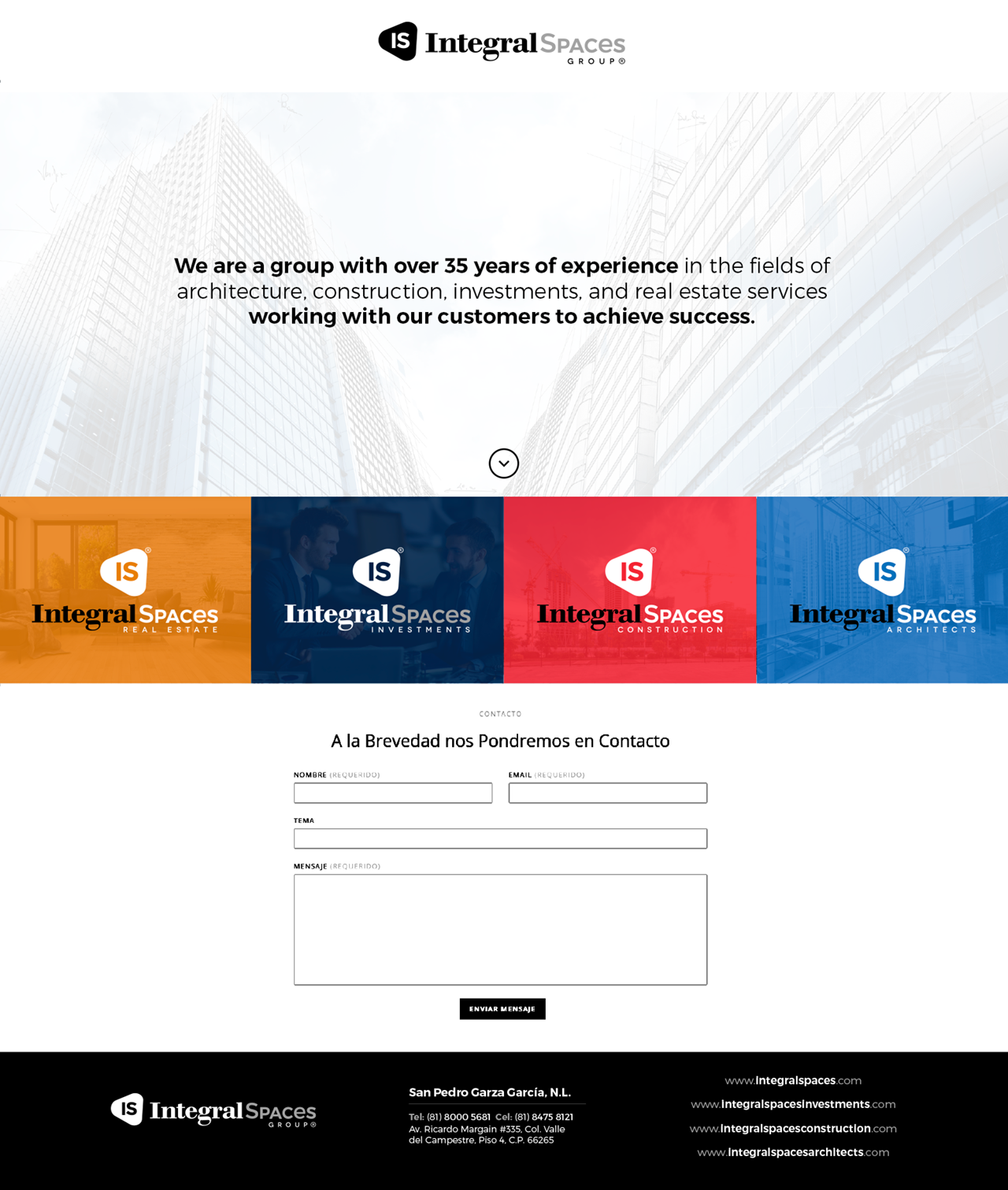 Integral Spaces Group Main Webpage Design